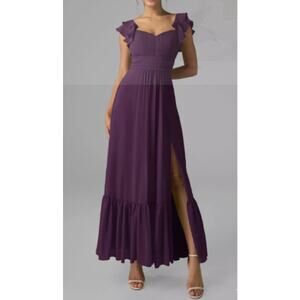 AW BRIDAL 2 XS grape purple Rory wedding guest bridesmaid party maxi dress B151